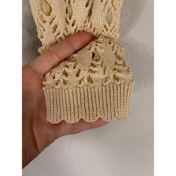 AllSaints Erin Crochet Crop Sweater Organic Cotton Boho Chic Minimalist Beige SM - Picture 5 of 11